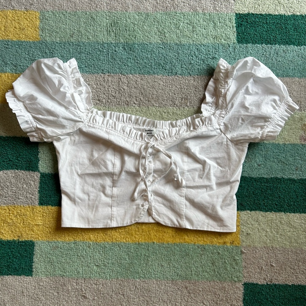 Sunday Best Cropped Peasant Top - Size Medium